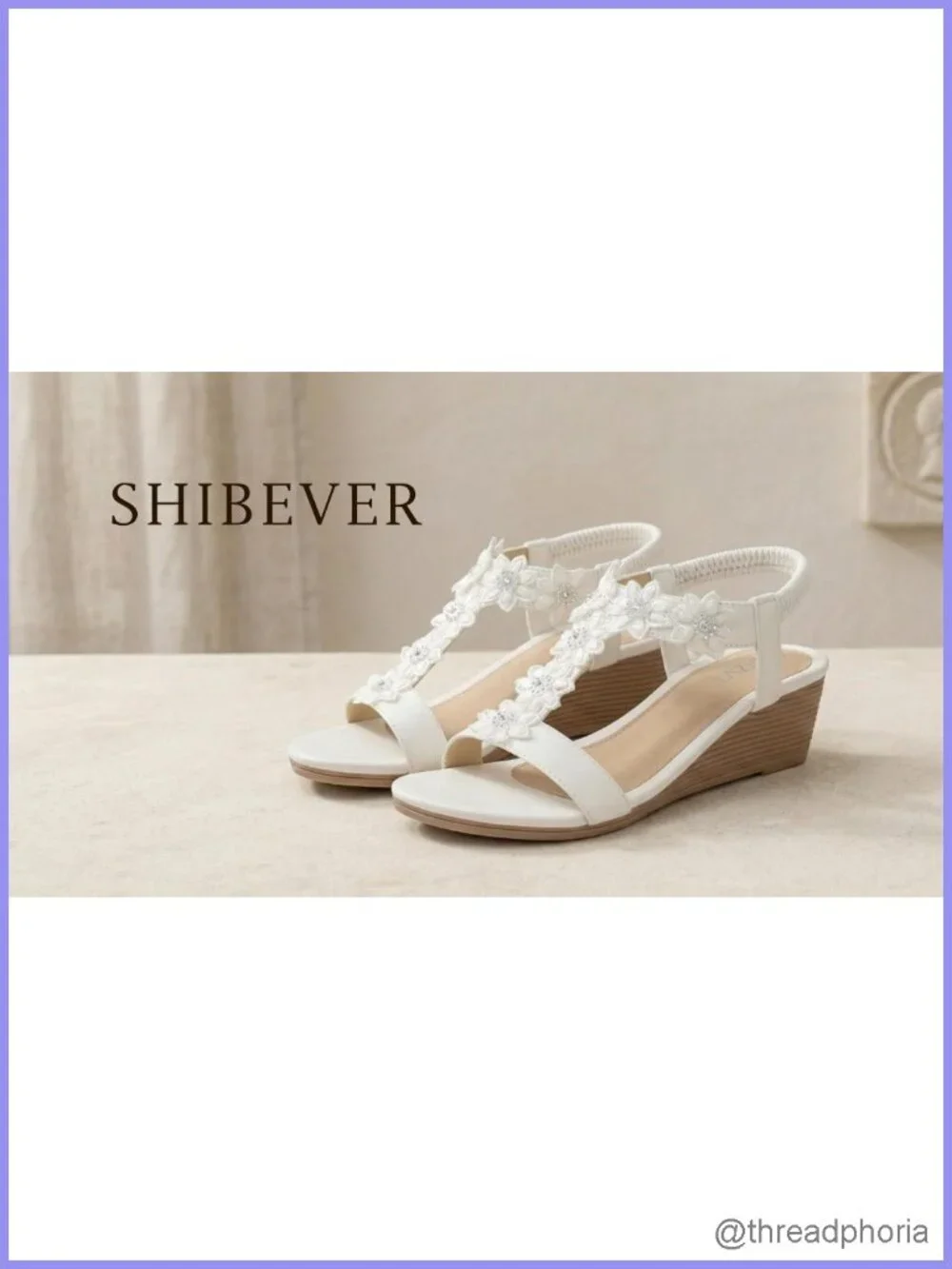 Boho Platform Wedge Sandals with Rhinestone Flowers & Ankle Strap